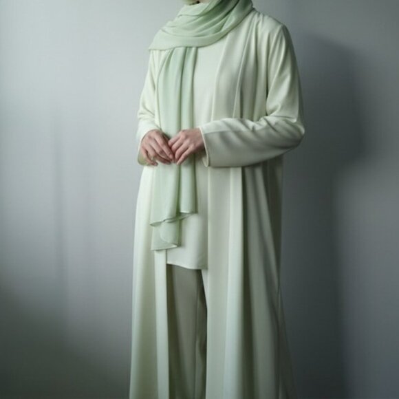 Lime Green Co-Ord Set with Abaya - Picture 1 of 4